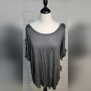 Glitz 3X Charcoal Grey Top with Open Arm Design NWT